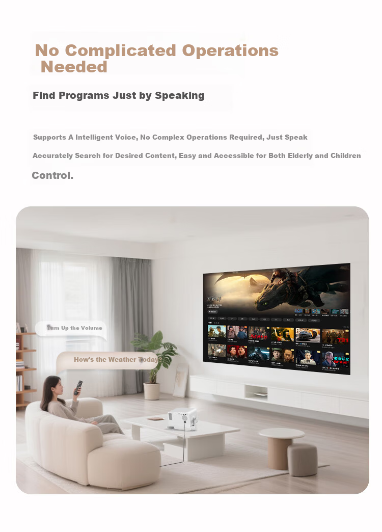 AOC D1 Pro Home Projector True 1080P HD High Brightness Smart 360° Pan-Tilt Portable Projector for Home Theater Bedroom Gaming Conference Office 10