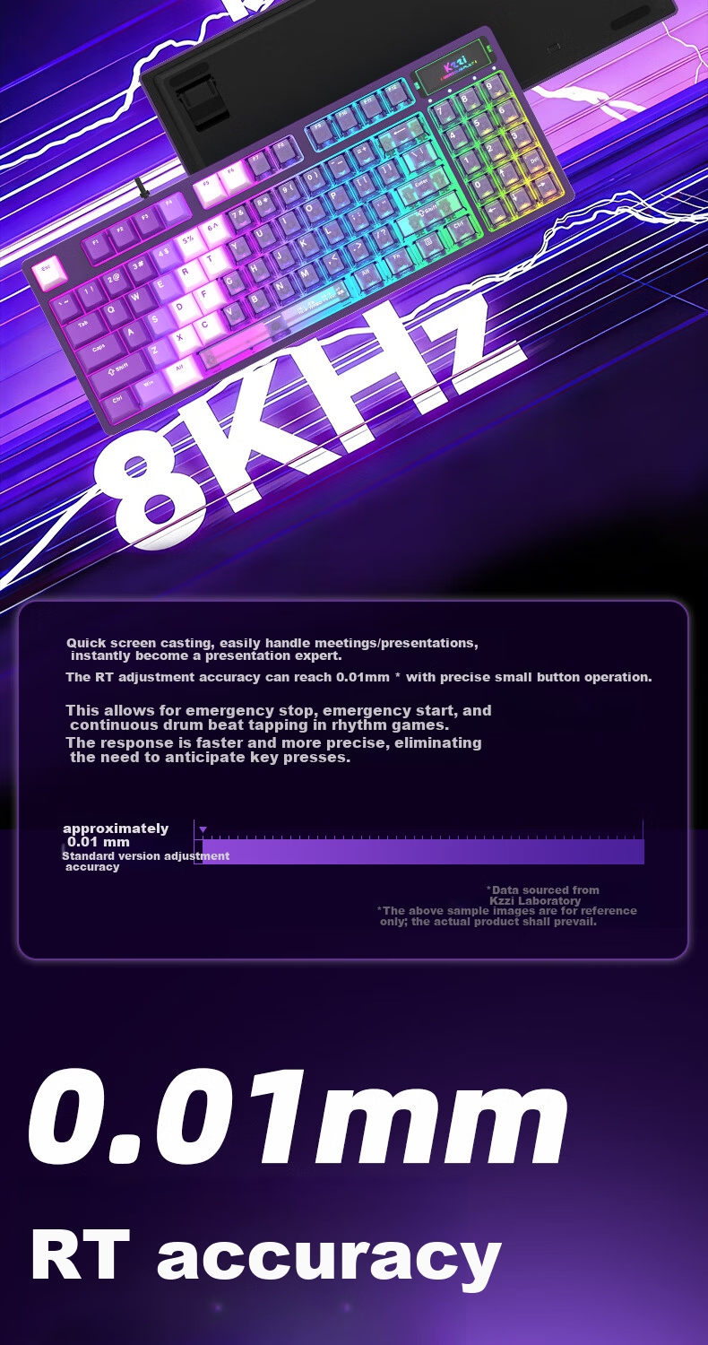 KZZI G89 Gaming Magnetic Axis Wired Keyboard RT Custom Mechanical 89-Key RGB Lighting Internet Cafe Keyboard for Gaming Valorant Gradient Pink White Jade Switch 6