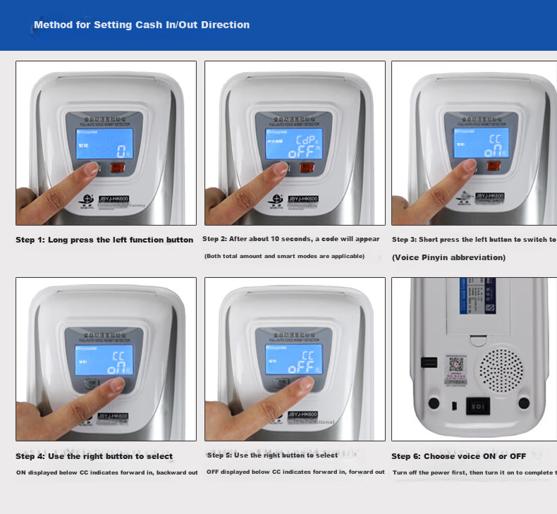 Weirong HK600(C) LCD Screen Lithium Battery 2025 New RMB Portable Currency Detector Smart Voice Bank Currency Verifier 9