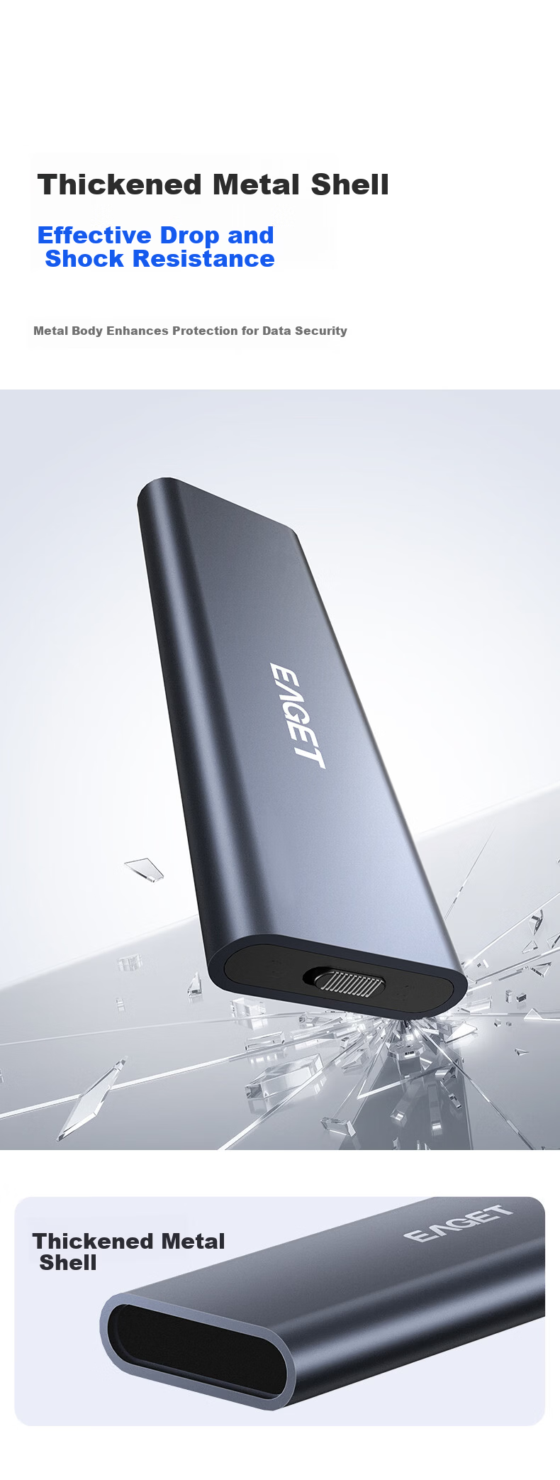 EAGET M.2 NVMe External SSD Enclosure 10Gbps USB 3.2 High-Speed Aluminum Alloy Heat Dissipation for Desktop and Laptop 7