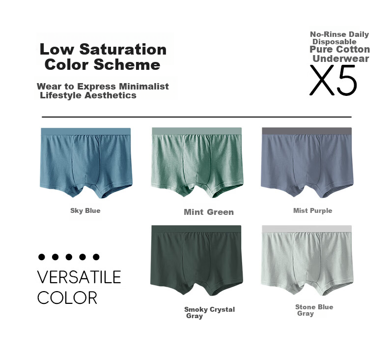 NolansenDi Men's Disposable Underwear EO Sterilized 100% Cotton 7A Antibacterial Travel Daily Use Boxer Briefs 5-Pack 2XL 2