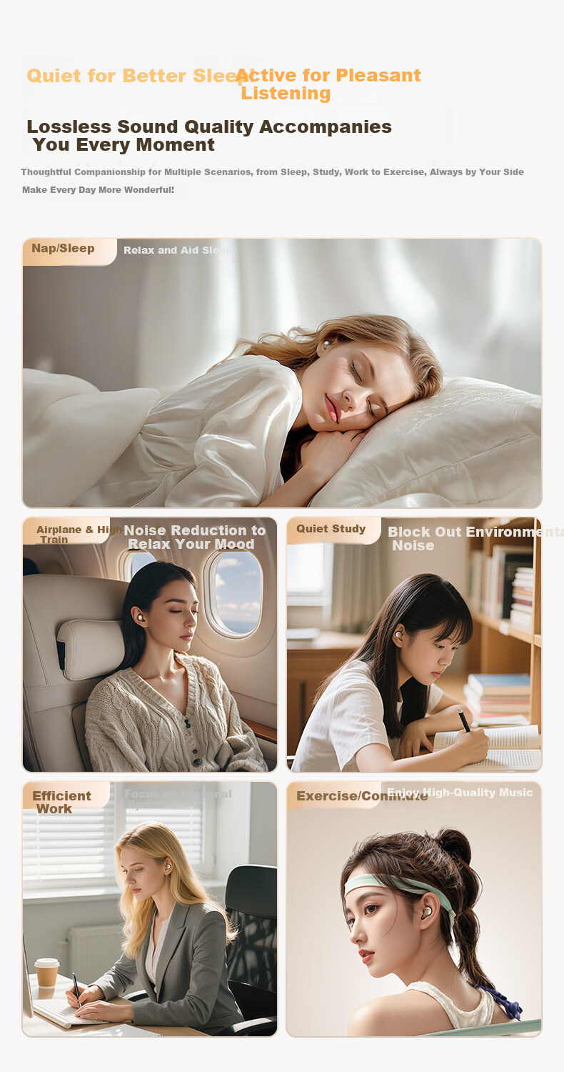 KINYO 2026 New Sleep Bluetooth Earbuds Noise Cancelling Wireless In-Ear Sleep Headphones Active Noise Reduction Side Sleep Comfortable ASMR Sound Isolation 18