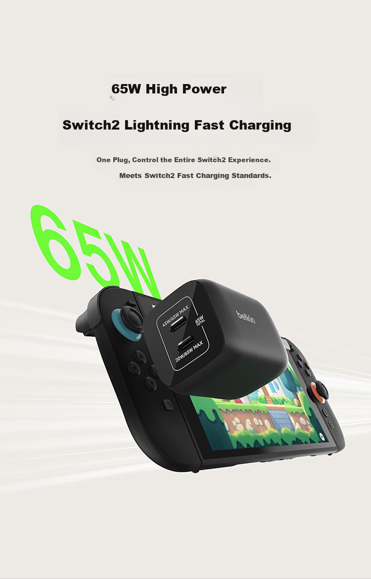 BELKIN Gaming Accessories Switch 2m Fast Charging Cable Nintendo Console Dual USB-C Data Cable Type-C Connector Black 4