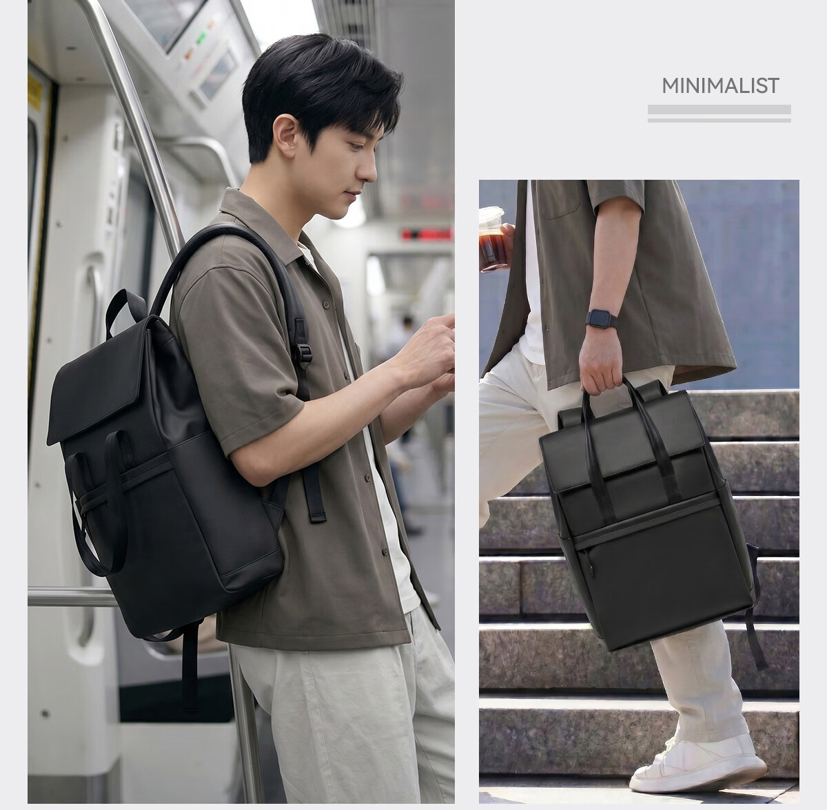 JINSHIWQ 16-inch Laptop Backpack Men City Commuter Lightweight Travel Bag Women Business Briefcase Flap School Bag 5