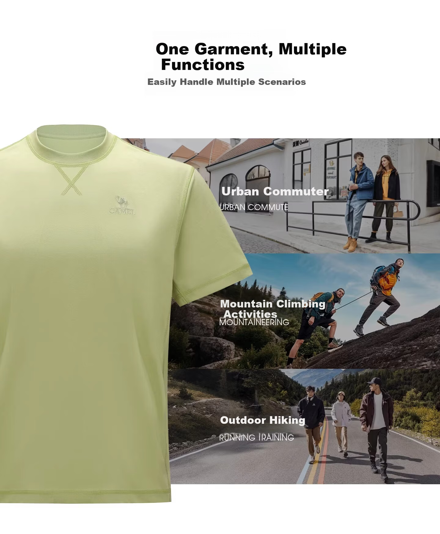 CAMEL Outdoor Quick-Dry T-Shirt Men Spring Summer 2026 Short Sleeve Breathable Cooling Stretch Hiking Top Women A36BK08037 9