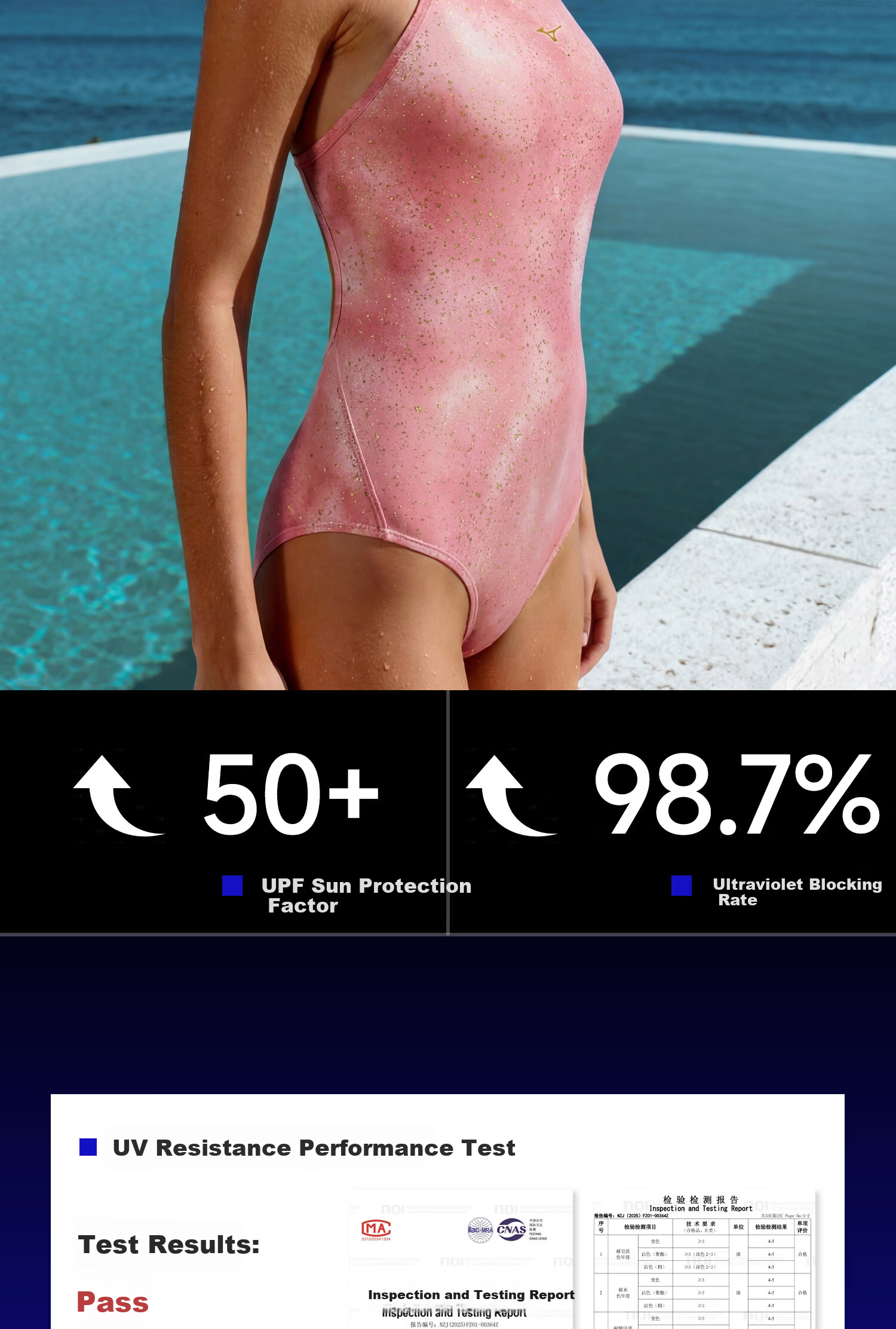 MIZUNO Women's One-Piece Triangle Professional Sun-Protective Swimsuit Sexy Back Slimming Swimwear AD330 Pink M 6