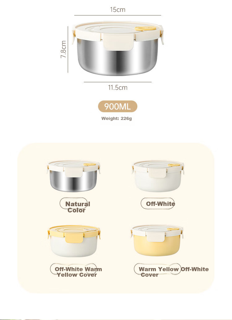 Wuxinzhizao 316L Stainless Steel Sealed Lunch Box with Lid Microwaveable Fruit Bento Box Natural Color 300ml 15