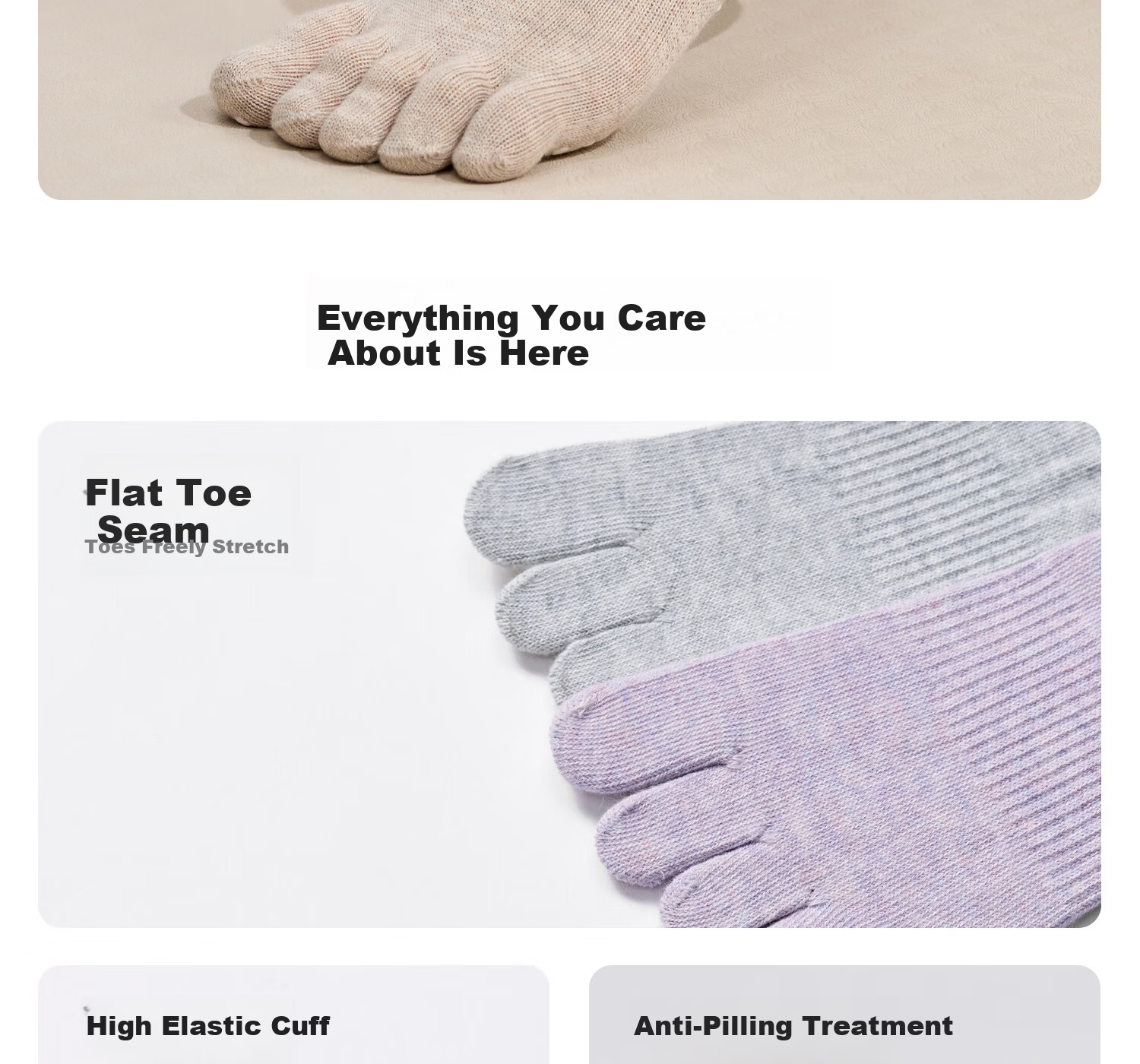 Yottoy Striped Yoga Socks Pilates Non-Slip Professional Women's Indoor Mid-Calf Five-Toe Sports Socks 2026 New Gray 17