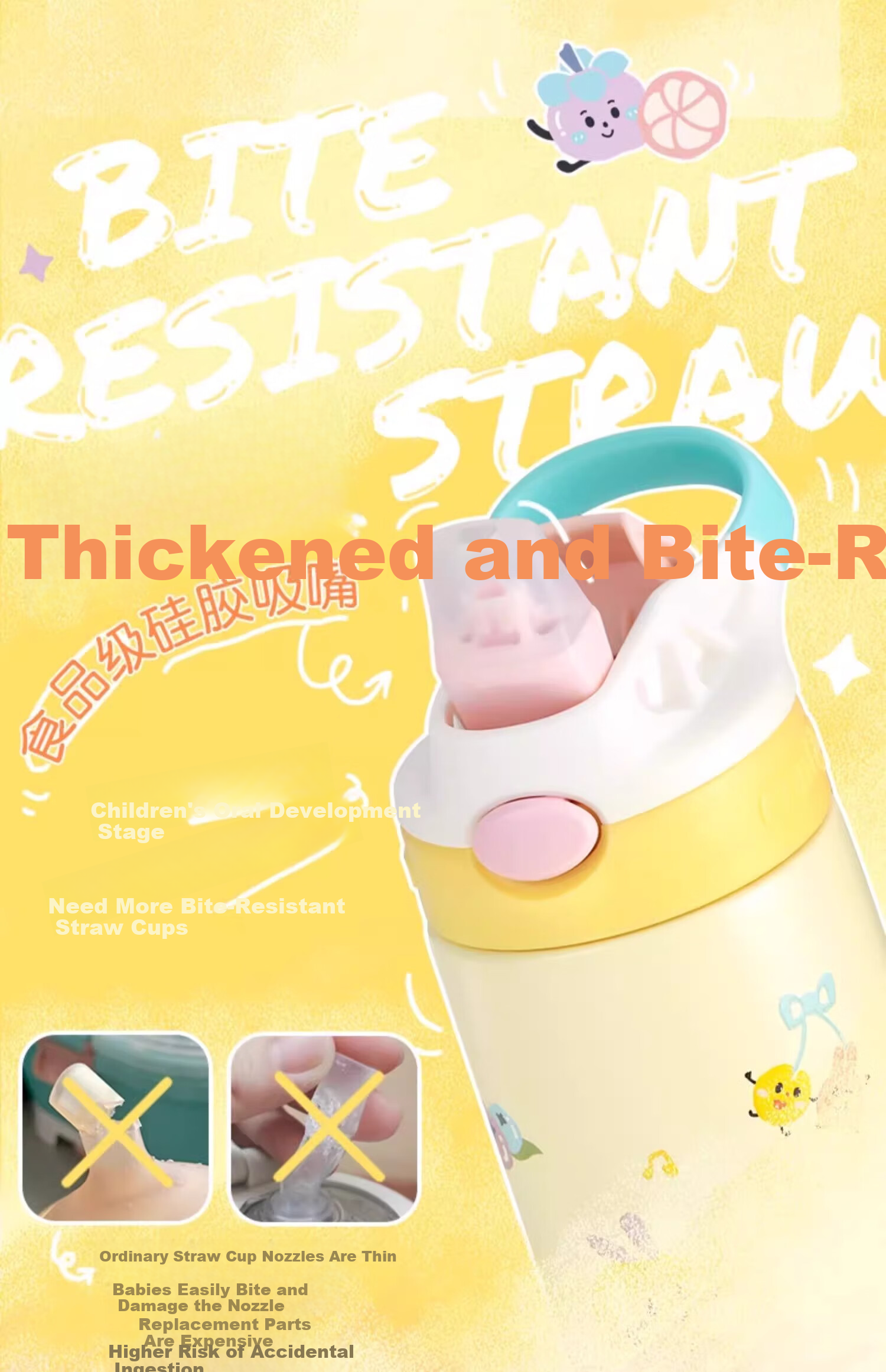 Contigo Locking Stainless Steel Insulated Straw Cup 316L Fruit Baby Concert 410ml HBC-GIZ311VP+ 3