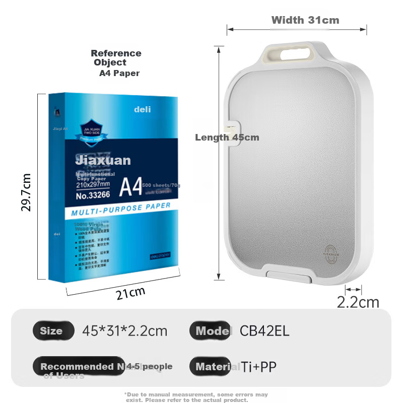 Chuida Huang Pure Titanium Cutting Board Non-Slip Large Thickened Durable Chopping and Kneading Board Anti-Mold Antibacterial Food Prep Board 45cm
