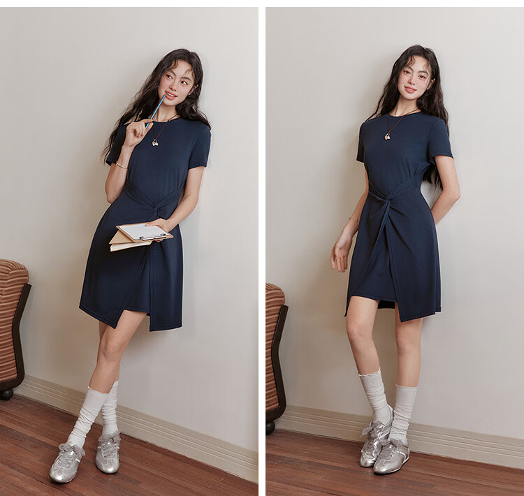 Semir Women's Summer Dress Round Neck Twist Waist Cooling Casual Design Short Skirt 2026 109326114036 14