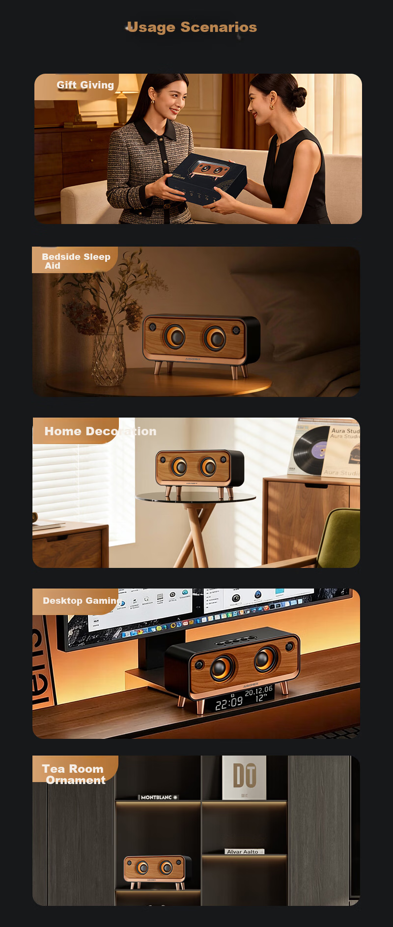Aishuomei Vintage Bluetooth Speaker Premium Niche Desktop Ornament Gift for Men Women Friends Colleagues Partners Birthday 520 Creative Speaker B171 11