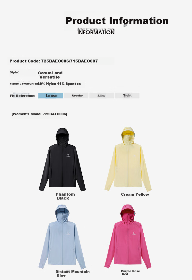 CAMEL [Ice Mint] 2025 Spring Summer Men's Outdoor High SPF Cooling Original Yarn Sunscreen Jacket Women's Sports Coat S 8
