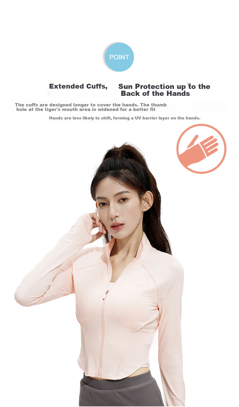 Zauo [Xiangxiu Same Style] Korean Zauo Slim Fit Sun Protection Jacket for Women Ice Cooling Breathable Original Yarn Sunproof Hoodie Coat 7