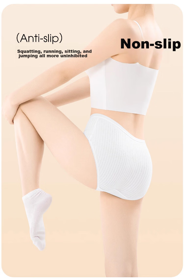 Deanqi Disposable Women's Cotton Crotch Underwear Sterile Individually Packaged Thick Breathable Striped 5-Pack XL 9