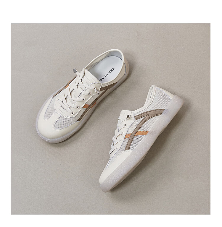 ZHR Women's Shoes, Summer New Style Mesh Breathable White Sneakers, Genuine Leather Training Sports Shoes for Women, A67E White Blue Size 37 25