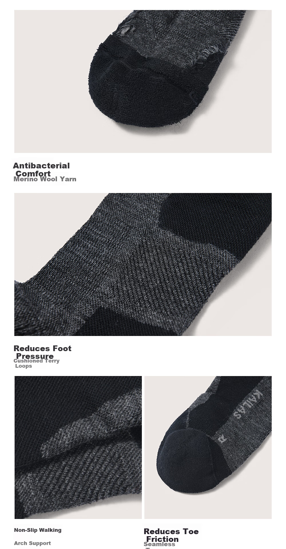 KAILAS Kailas Men's Low-Cut Wool Trail Running Socks 7