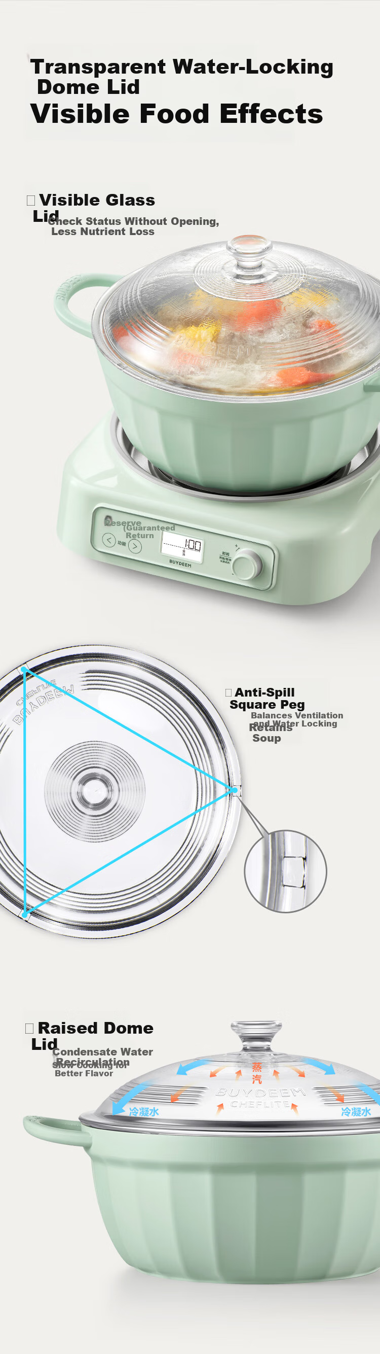 Buydeem Non-Stick Soup Pot Multi-Use 26cm Light Cedar Green 5