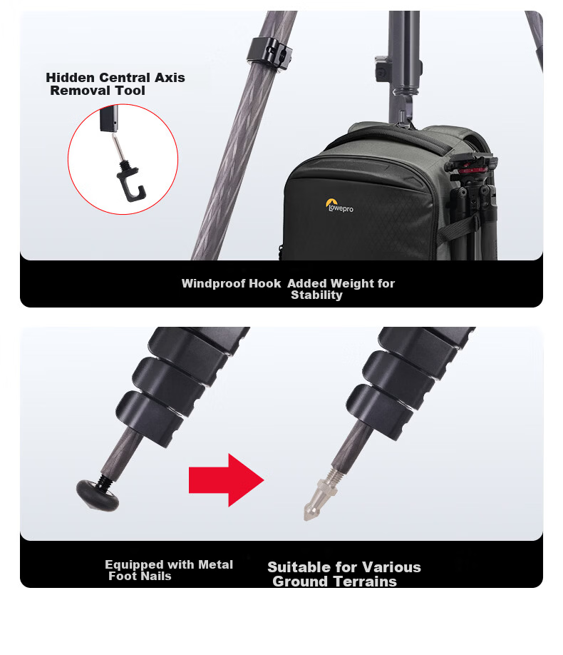 Manfrotto MKELESLLCBK-BH Carbon Fiber Tripod with Ball Head for DSLR and Mirrorless Cameras, Travel Photography and Videography Support Stand 15