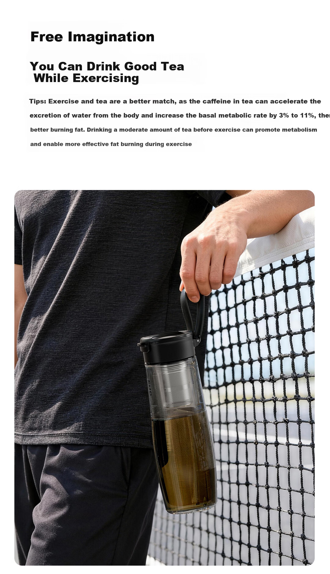 ENO Magnetic Infuser Tea Cup Tritan Sports Water Bottle Large Capacity High Temperature Resistant Portable Plastic Cup for Men 11