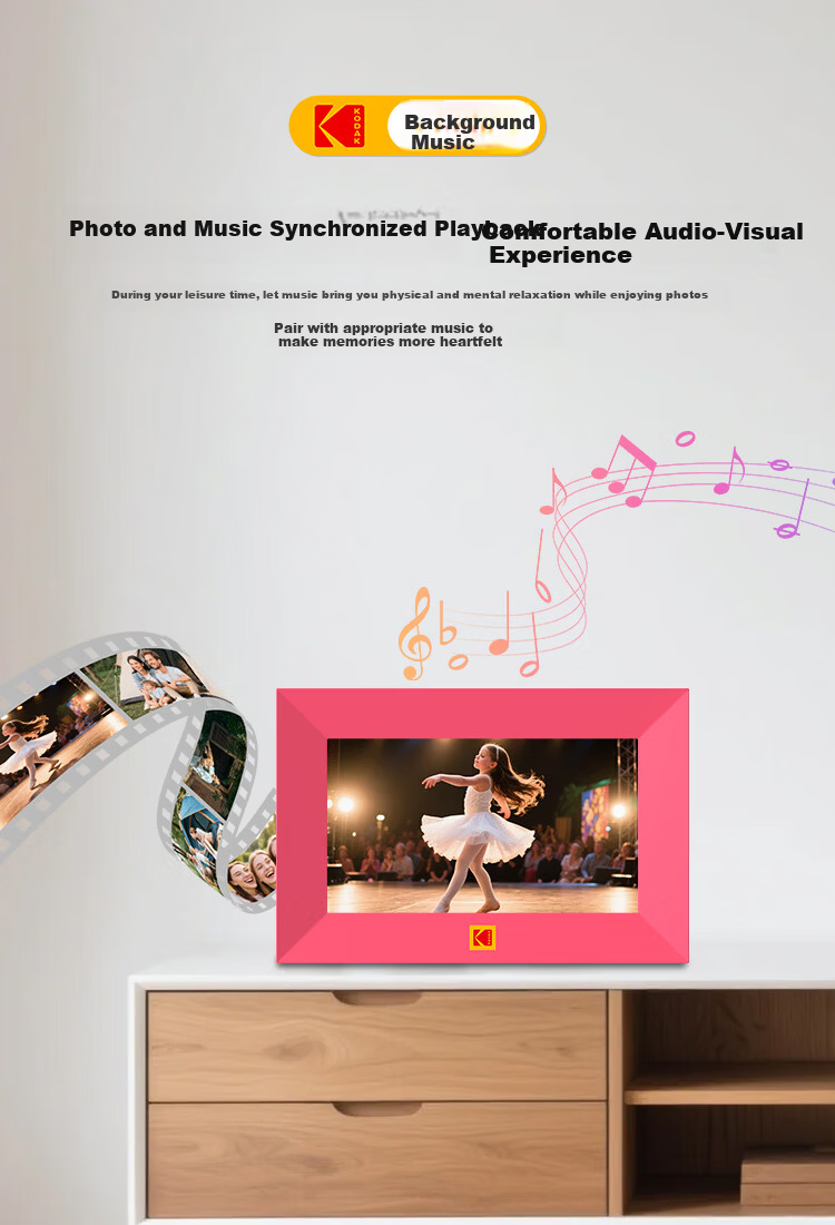 KODAK 1020V Digital Photo Frame 10.1-inch HD Electronic Album Remote Control Video Photo Music Player Noble Black 7