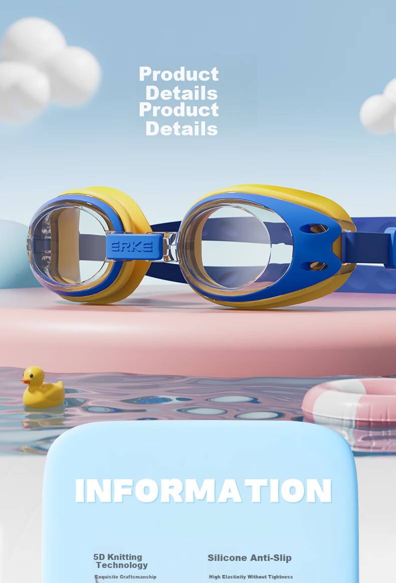 ERKE Kids Youth Small Frame Swimming Goggles Boys Girls Waterproof Anti-Fog HD Diving Glasses 4