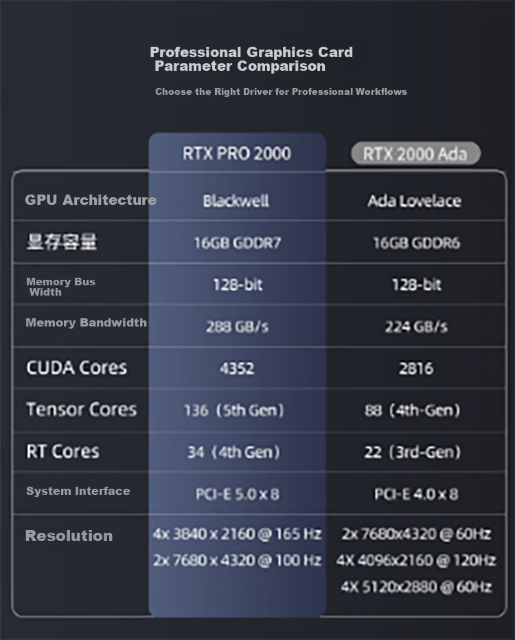 NVIDIA RTX PRO 2000 Blackwell 16GB GDDR7 ECC Professional Graphics Card Ray Tracing AI Accelerated Computing Graphics Rendering Entry-Level Professional Choice 2