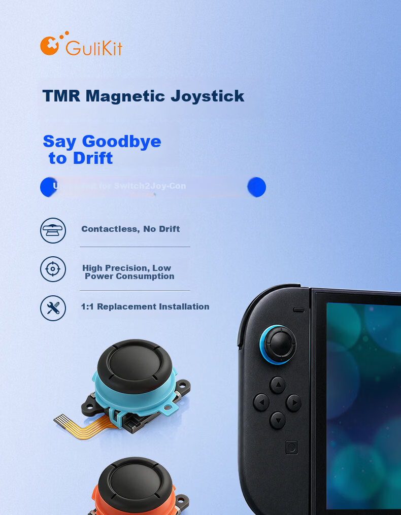 GuliKit TMR Joystick for Nintendo Switch 2nd Gen JoyCon 2 Controller Electromagnetic Analog Stick NS Left and Right Detachable Drift Repair Replacement Parts 1
