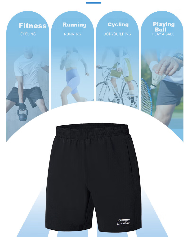 LI-NING Women's Badminton Shorts Sweat-Absorbing Quick-Dry Breathable Training Competition Pants AAPR078-3 Black XL 2