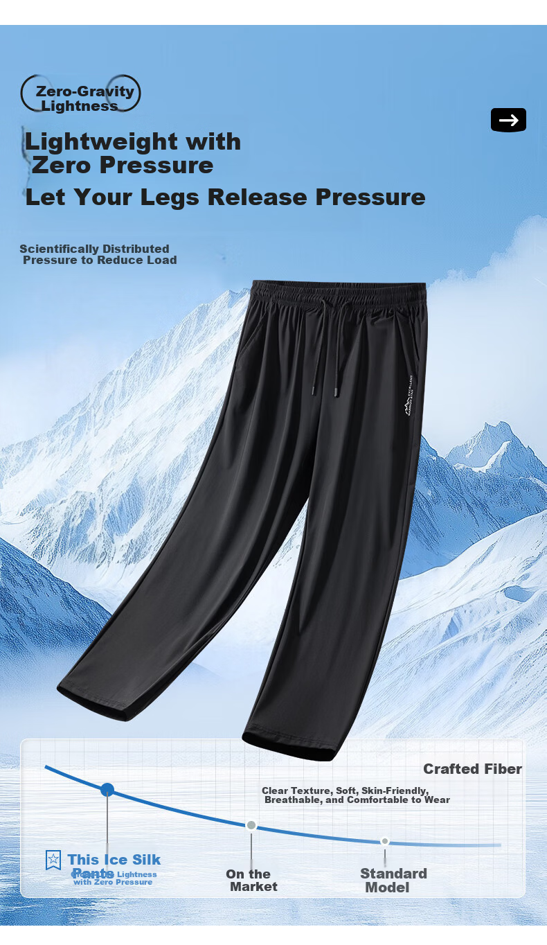 Huili Men's Pants, Summer Ice Silk Quick-Dry Casual Trousers, Running Sports Pants, Straight-Leg Long Pants, Men's Training Pants 5