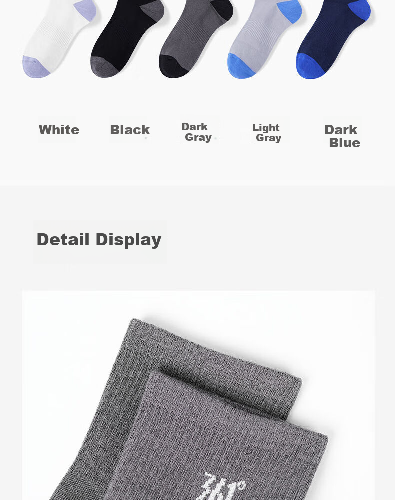 361° Authentic Men's Socks Spring Summer Odor-Resistant Sweat-Absorbing Mid-Calf Breathable Cotton Sports Casual Long Socks Set of 4 One Size 7