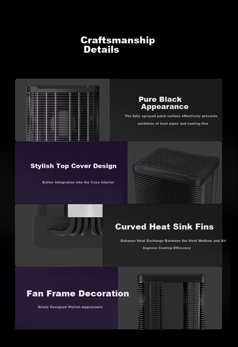 CoolerMaster DT621 CPU Air Cooler Dual Tower 6 Heat Pipes Compact Size Memory Clearance 1203 Thickened Fan Aluminum Fins Copper Base Multi-Platform Support 3