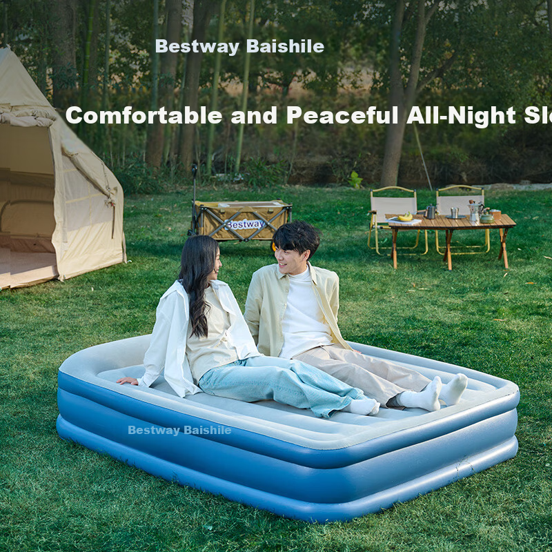 Bestway Yunhan Built-in Air Pump Automatic Inflatable Elevated Mattress Camping Home Single Airbed 671DT