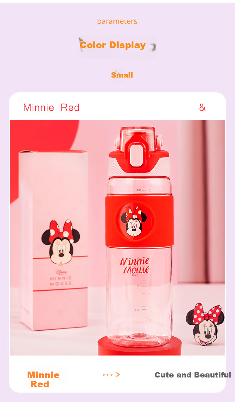 Disney Kids Water Bottle Summer Straw Cup Tritan Material Shatterproof Primary School Student Sports Water Bottle 540ml 20