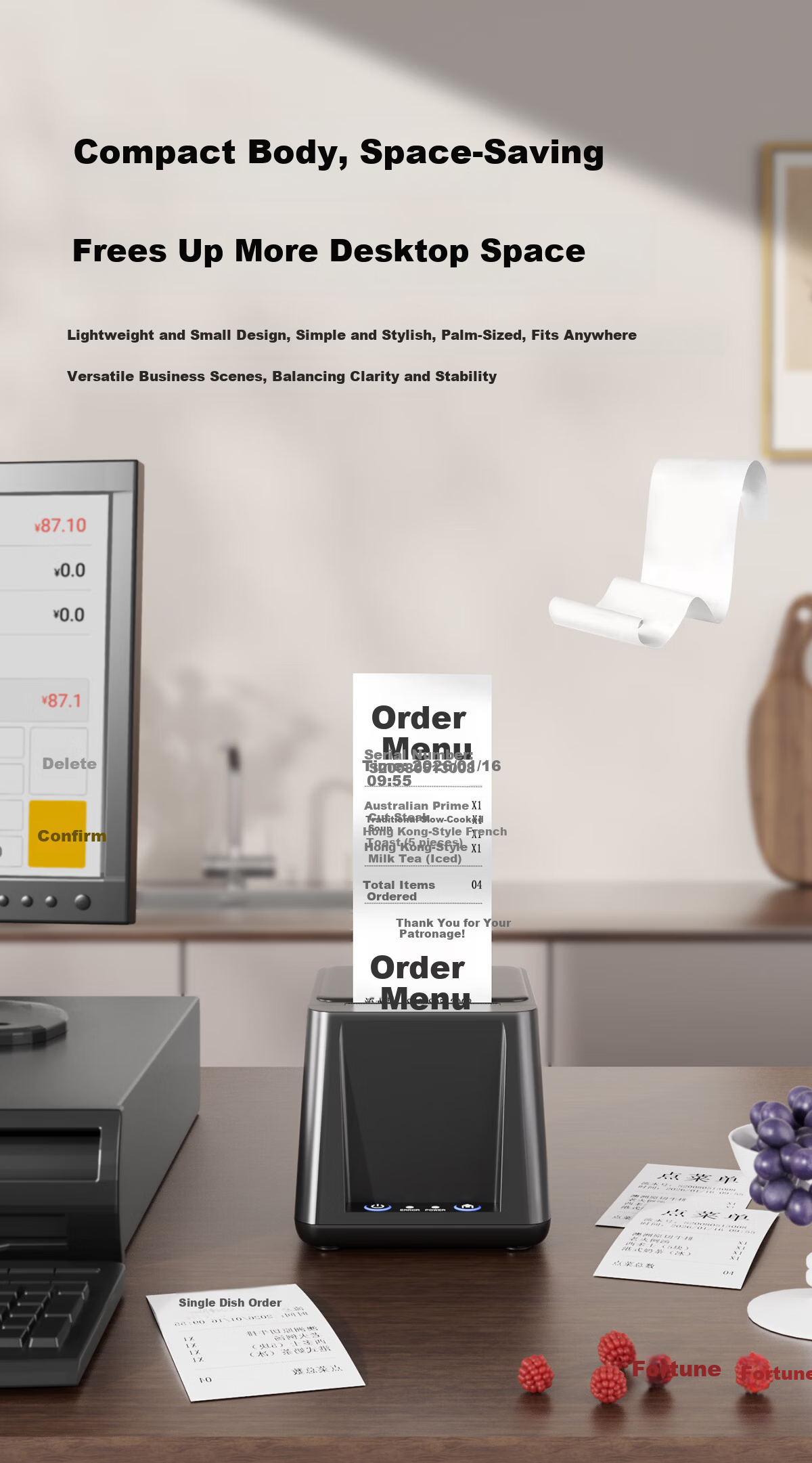 Caige T58 58mm Thermal Receipt Printer USB Version for JD Meituan Ele.me Takeout Order Cash Register Supermarket Retail Convenience Store Receipt Printer Computer 4