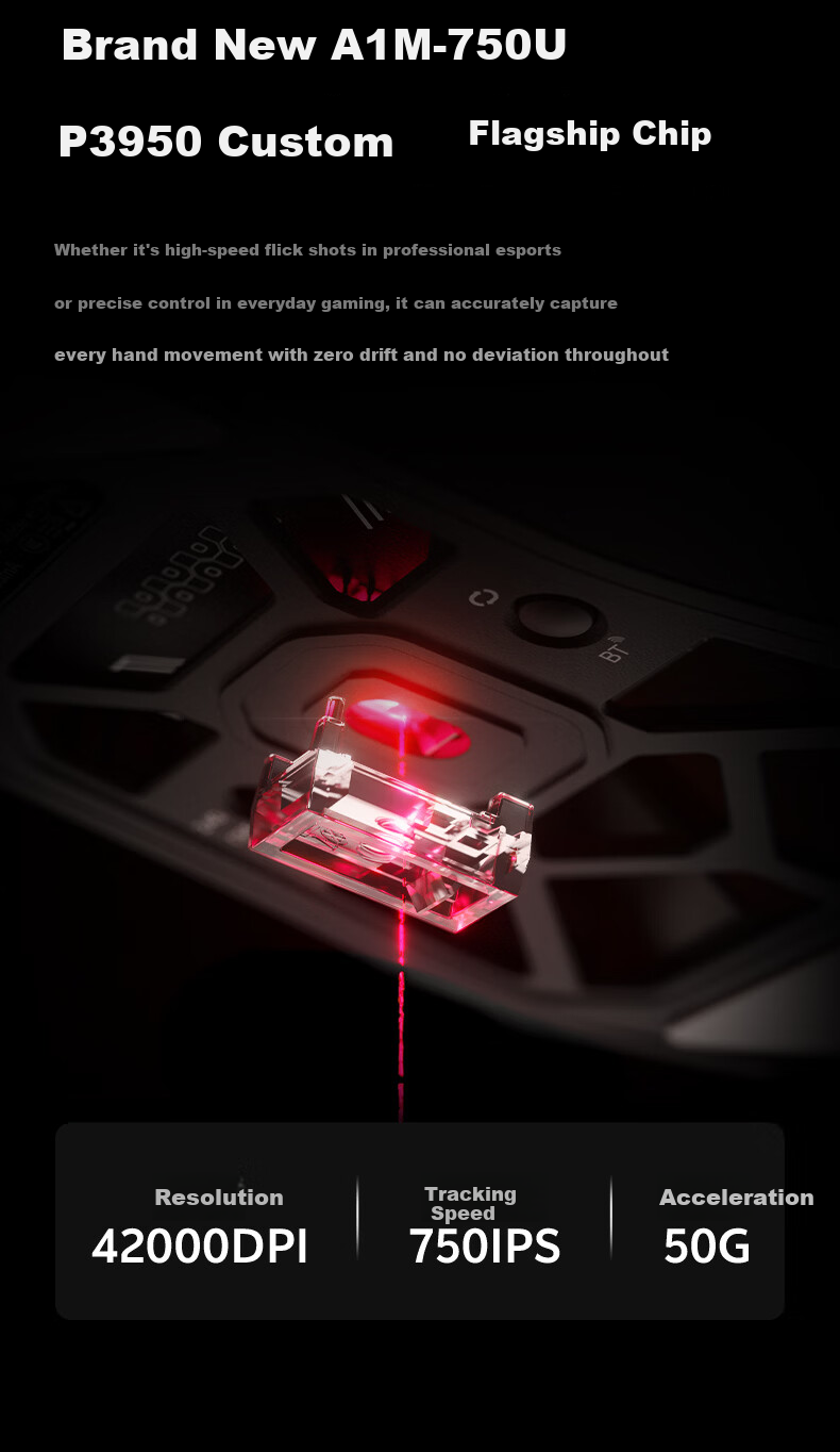 DAREU Ultra07 Wireless Gaming Mouse FPS Three-Mode Right-Hand Lightweight Dual 8K Modular Magnetic Mecha Style Cyber White 6
