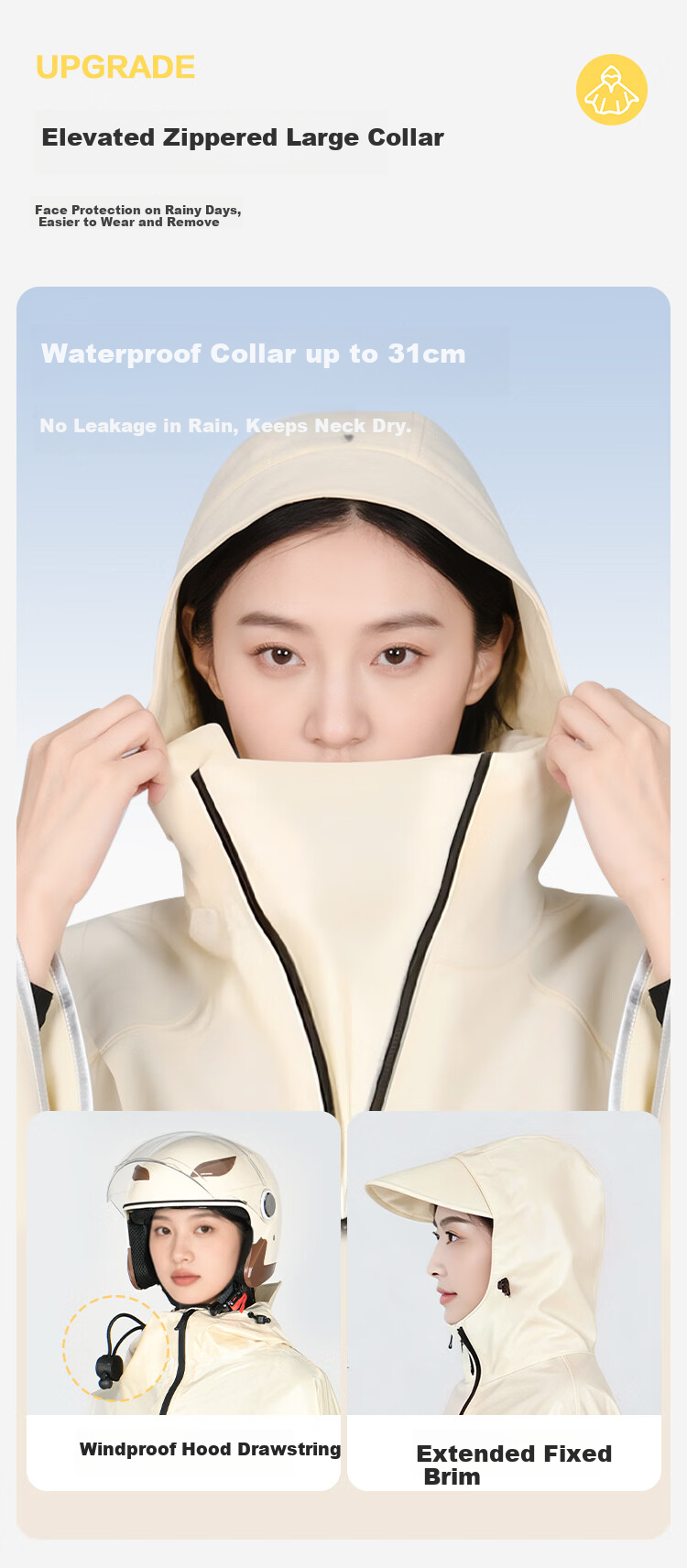 Deli Multifunctional Cape Raincoat for Hiking, Climbing, Camping, Electric Scooter and Motorcycle Riding 5