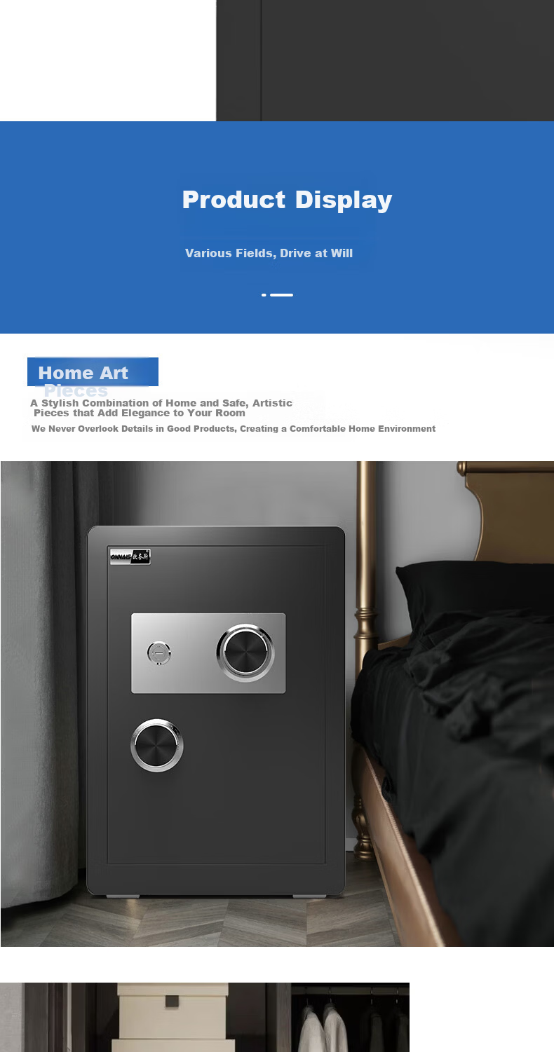 ONNAIS Home Small Mechanical Combination Lock Safe Office Large All-Steel Anti-Theft Pry-Resistant Wall-Insertable Safe 45CM - Premium Black Mechanical Combination 10
