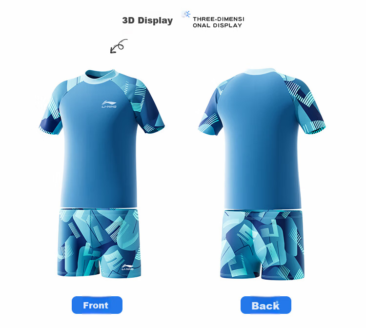 LI-NING Boys' Kids Swimwear Set Youth Two-Piece Swimsuit with Swim Cap Blue Size 150 (42-67) 6