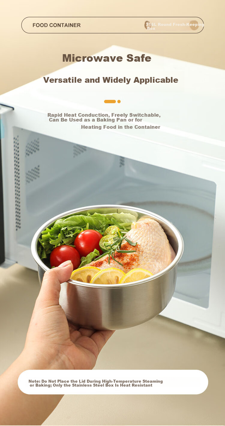 Wuxinzhizao 316L Stainless Steel Sealed Lunch Box with Lid Microwaveable Fruit Bento Box Natural Color 300ml 11
