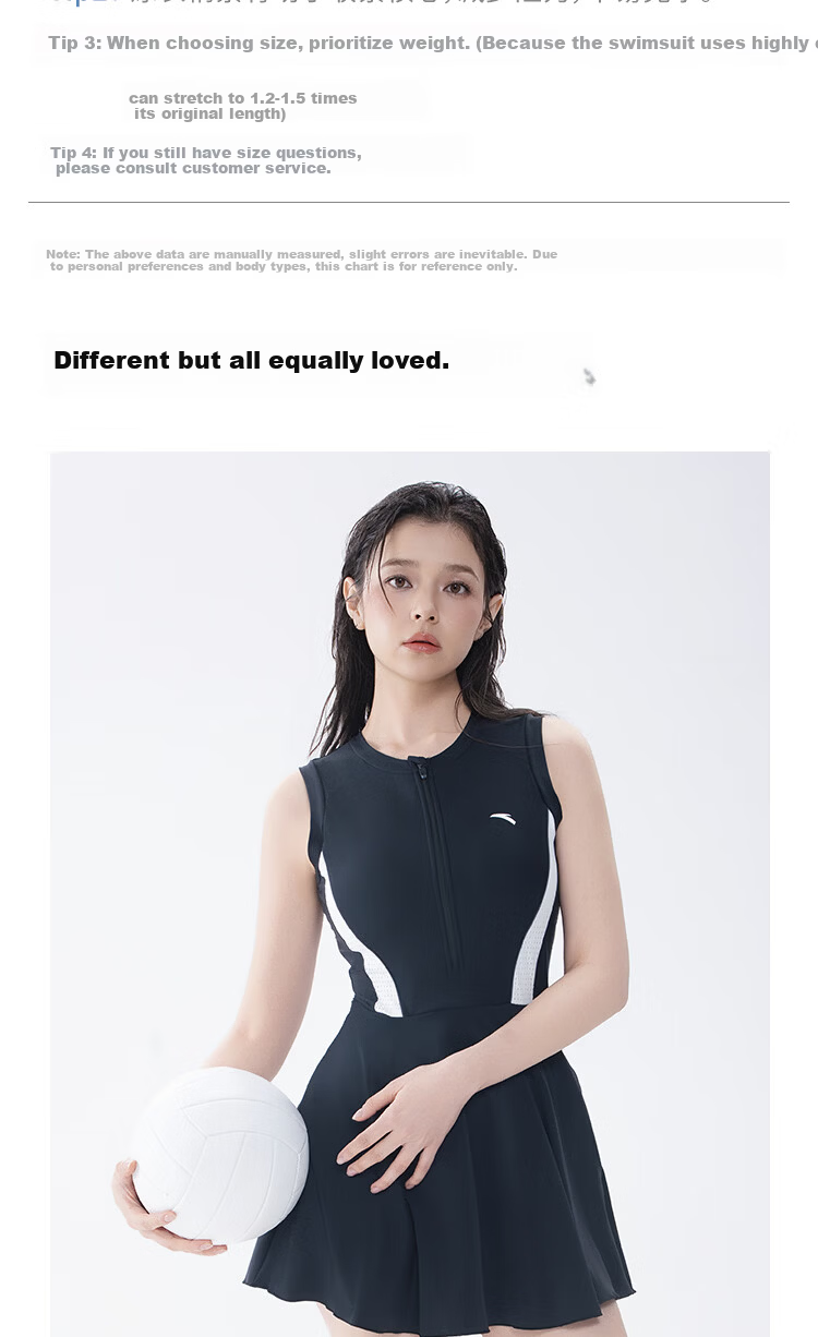 Anta 2026 New Slim Waist Sleeveless One-Piece Swimsuit for Women Dark Gray XL 14
