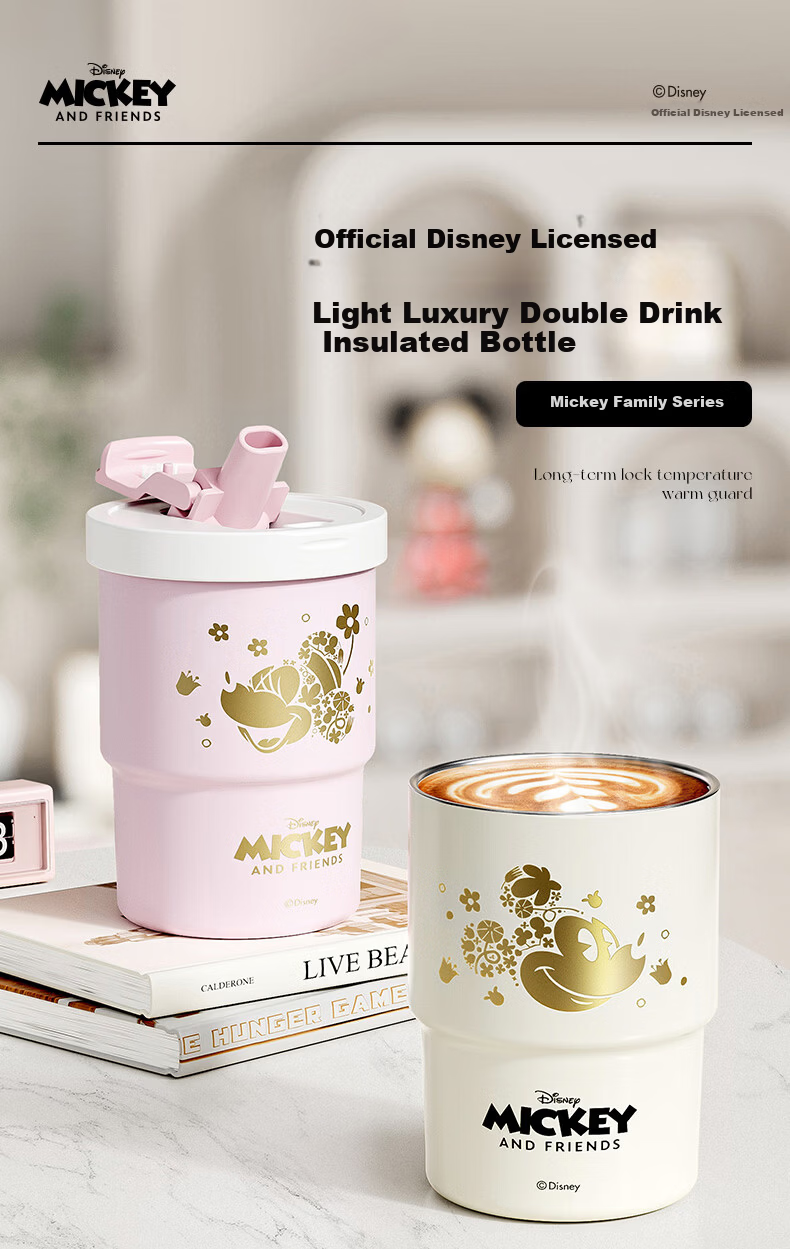 Disney 316L Stainless Steel Insulated Straw Coffee Cup for Women and Children 400mL Mickey 1
