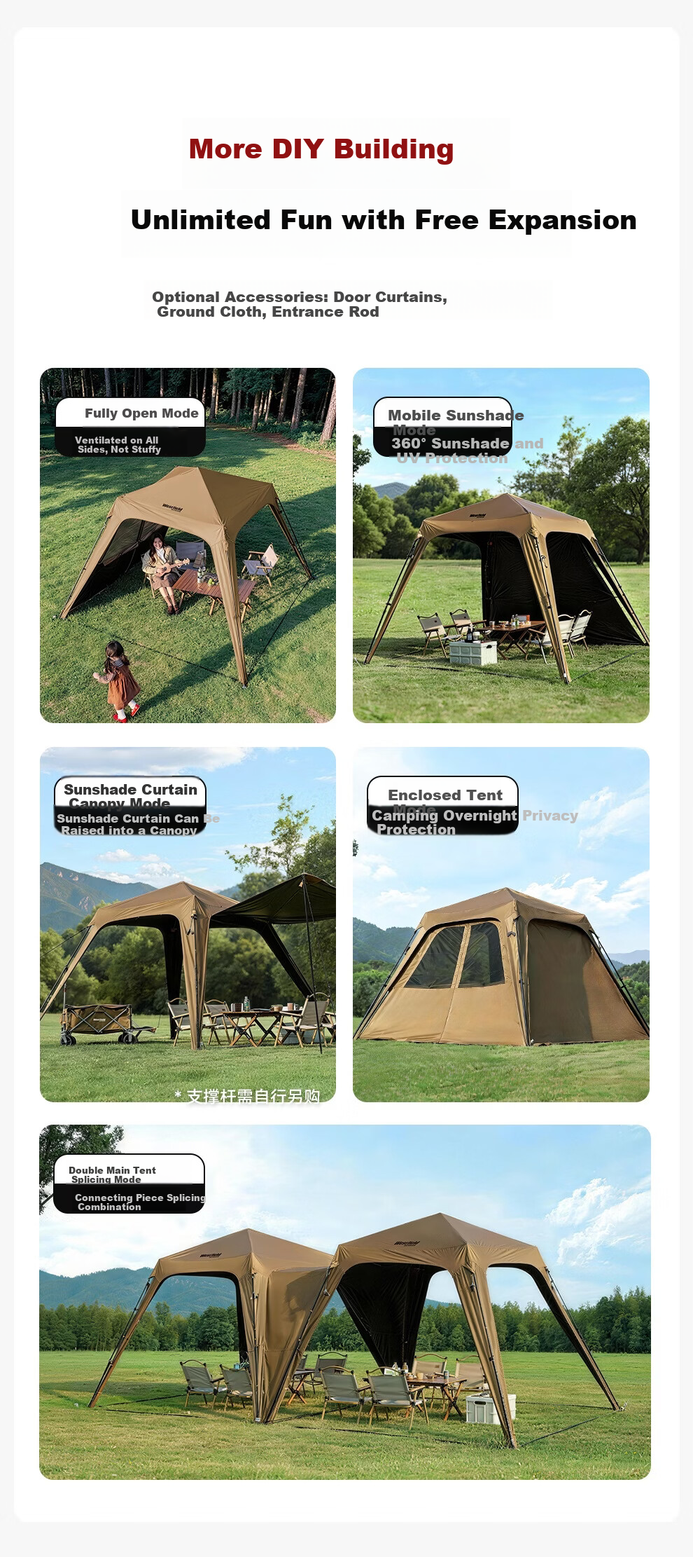 Westfieldoutdoor, Myfei Outdoor Camping Equipment, Self-Standing Quick-Open Canopy, Tarpaulin Door Curtain Accessories 2