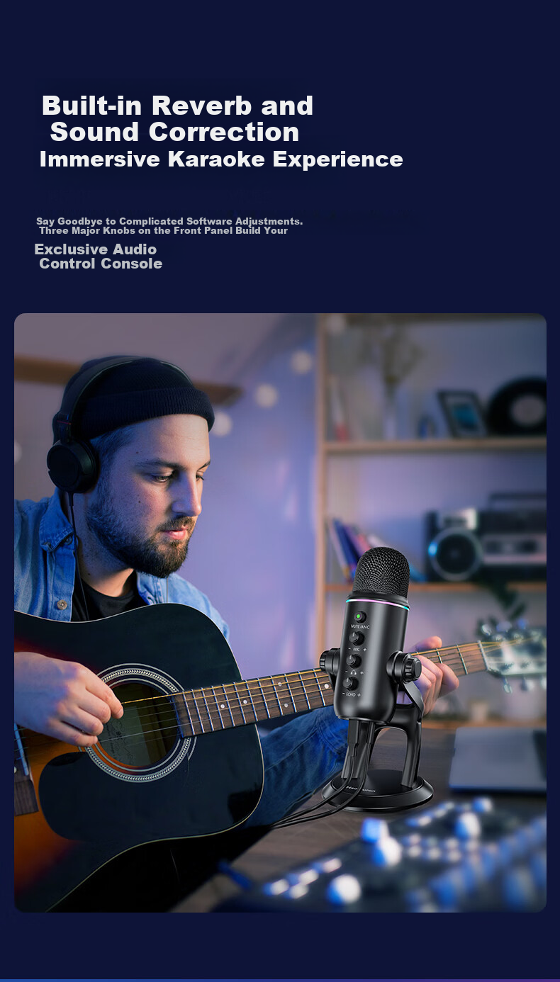 Good Shepherd USB Desktop Microphone Gaming Live Streaming Condenser Microphone for PC Mobile Karaoke Voiceover Noise-Canceling Recording Mic 6