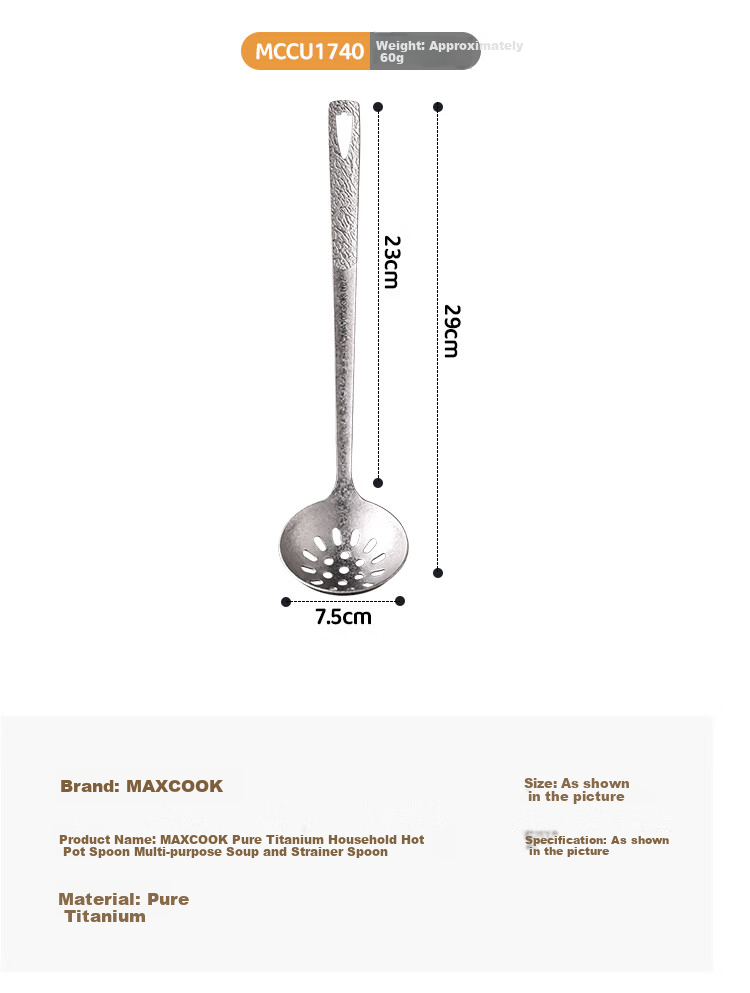 MAXCOOK Pure Titanium Soup Ladle Hot Pot Spoon Porridge Spoon Household Long Handle Hot Pot Soup Ladle MCCU1757 12