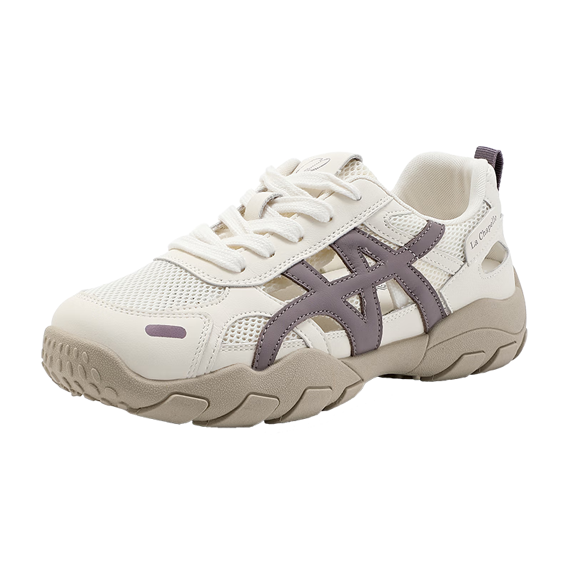 La Chapelle Women's Single-Layer Mesh Breathable Training Shoes Summer New Thick Sole Slim Comfortable Non-Stuffy Purple 37