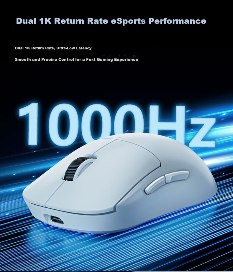 Founder Tri-Mode Gaming Mouse Wired/2.4G/Bluetooth 60G Ultra-Lightweight Feel Small to Medium Hand S205 Esports Chip All-Purpose Gaming Office Mouse G980 Pure White 10