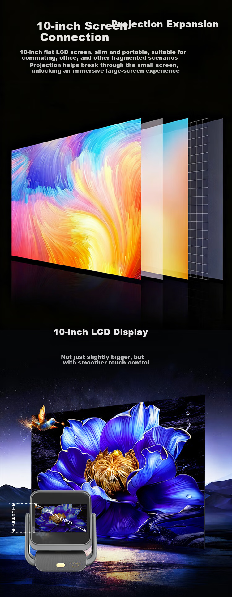 Dongying New A8Pro 10-inch Dual-Screen Touch True 1080P Cloud Gimbal Auto Focus Correction 4K Giant Screen Home Smart HD Projector Home Theater 3