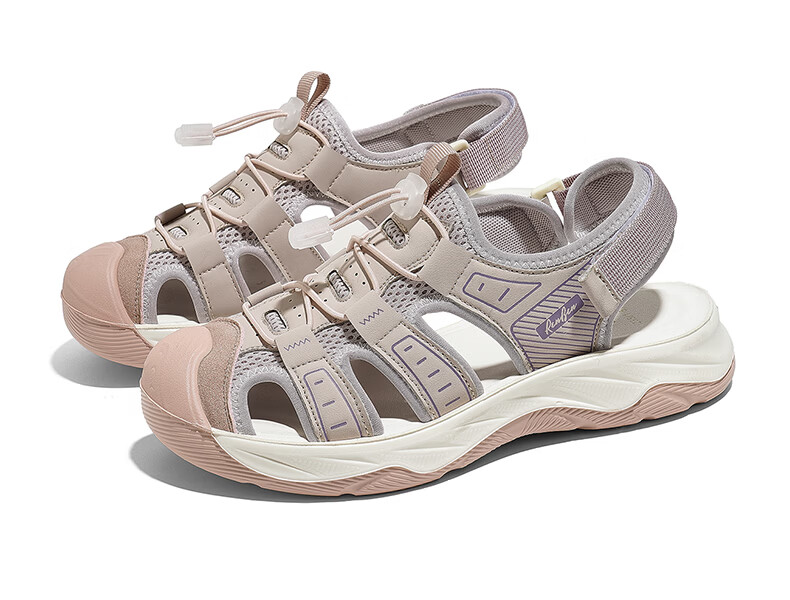 Renben Official Summer Women's Fashion Roman Closed-Toe Hollow-Out Thick-Soled Height-Increasing Casual Sandals Coffee Beige Size 38 14