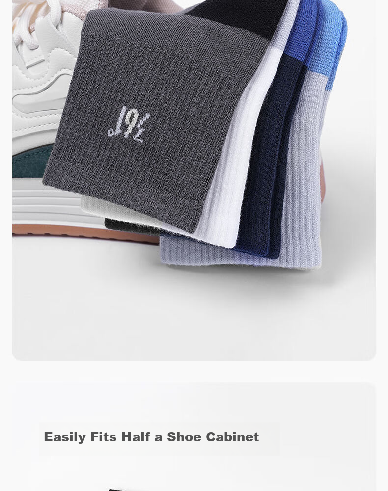 361° Authentic Men's Socks Spring Summer Odor-Resistant Sweat-Absorbing Mid-Calf Breathable Cotton Sports Casual Long Socks Set of 4 One Size 5